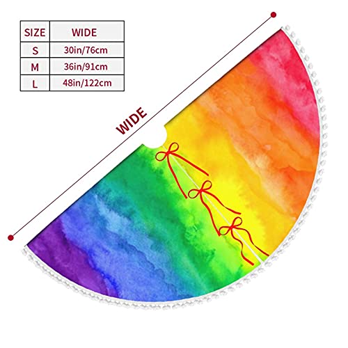 Christmas Tree Skirt Rainbow Wash 30 Inch Plush Xmas Tree Skirt Santa Tree Mat Festive Holiday Party Home New Year House Decorations #TOP2