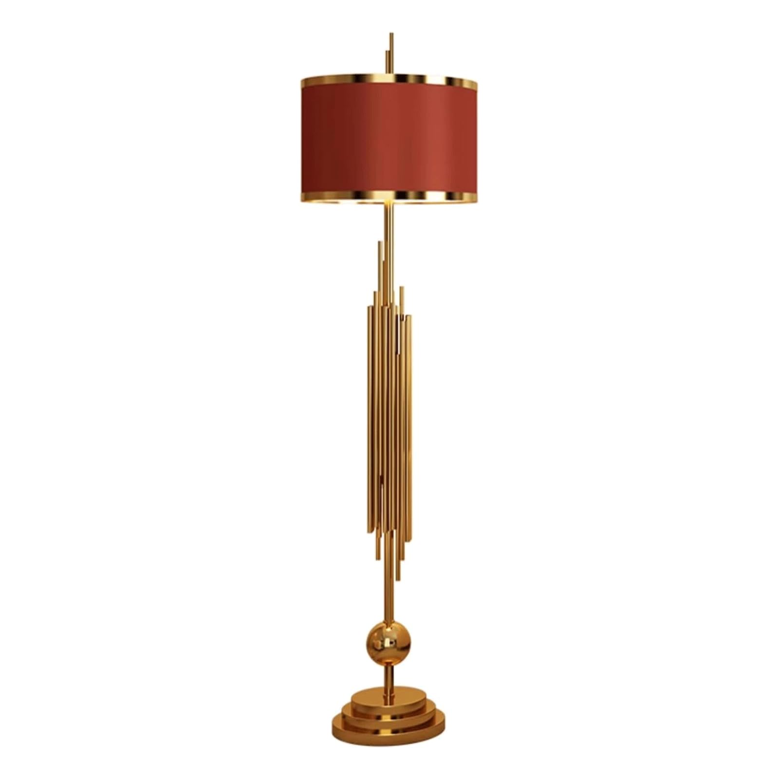 Stylowa lampa stojąca, metalowa lampa stojąca, 3 kolory, ściemniana lampa podłogowa do czytania, pionowe lampy podłogowe, abażur z tkaniny (czerwona)