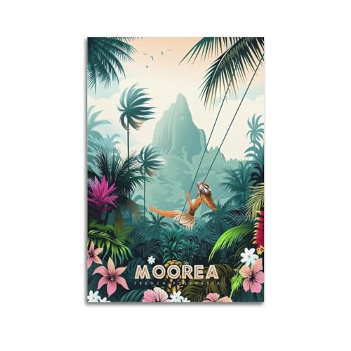Poster Moorea vintage pour réchauffer une chambre parentale