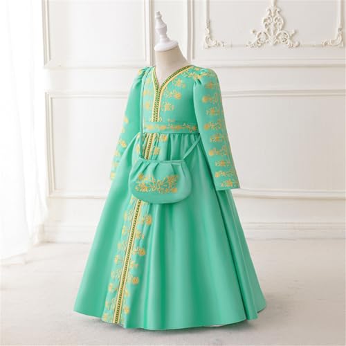 Lmdudan Girls Embroidered Muslim Dress Kids Abaya Long Sleeve Eid Robe 2025 Islamic Dresses Prayer Clothes 4-8 Years2