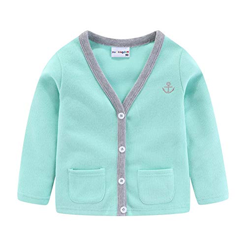 Cárdigan de punto verde menta para niñito de 5 años Mud Kingdom