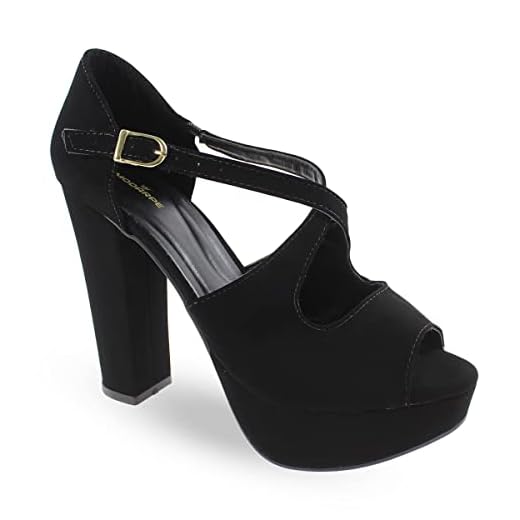 Sandália Modarpe Meia Pata Salto Alto Grosso Feminina M06 Cor:Preto;Tamanho:37