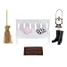 showll Miniatur Deko Mini Holzbank Regen Stiefel Kehrbesen Teppichdecke Öllampe Puppenhaus Möbel Garten Landschaft Ornament Hause DIY Dekor Geschenk