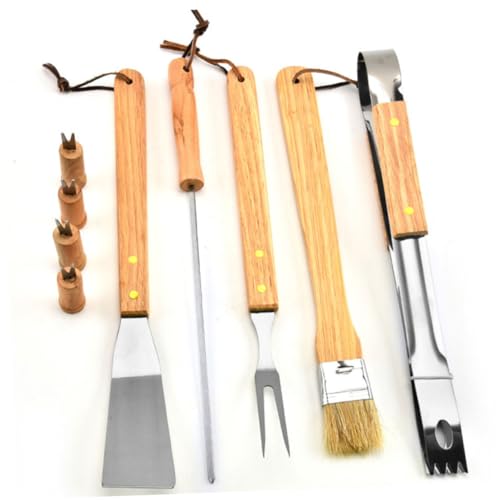 Set Portátil 10 Piezas Utensilios Parrilla Acero y Madera miniatura 5