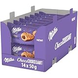 Milka Croissant Chocolate con Relleno de Chocolate con Leche de los Alpes, Pack 14 x 50g