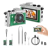 Dienspeak Pocket Mini Camera, Y2K Retro Keychain Digital Camera with Leather Body, Small Portable 2K HD Video Recorder with 16GB Card, Tiny Vintage Camcorder for Travel Vlogging Camera, Green