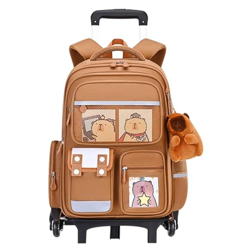 Mochila con ruedas, diseño Capybara, utilitaria con asa retráctil, altura ajustable y espaciosas características de almacenamiento para viajes, niñas, niños, aviones, negocios, trabajo, escuela