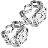 MAGICLULU Anillo Reloj Vintage Ajustable para Mujer 2 Piezas Color Plata Antiguo Números Romanos, Joyas de Dedo Elegantes y Ligeras para Uso Diario y Obsequio