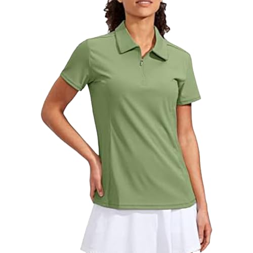 Chemise golf séchage rapide haut de sport extensible pour femme avec col zippé