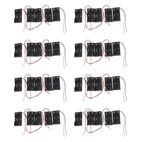 MARALANG 40 Pcs 2 X 1.5V AA Battery Holder Case Box Black W Wire Leads