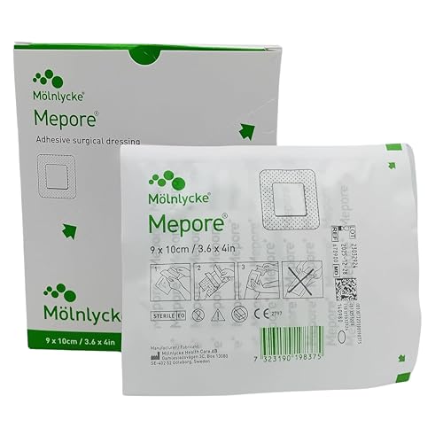 Mepore Sterile Waterproof Dressing 9x10 cm Self-Adhesive Absorbent Showerproof Wound Care for Cuts Grazes Minor Burns Surgical Sites and Tattoos Pack of 10 | SterlingSquare