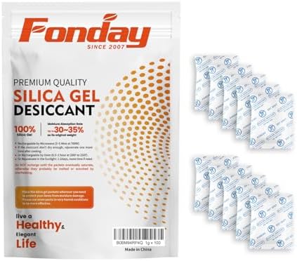 1 Gram 100 Packets Fonday Food Grade Silica Gel Desiccants Packs Moisture Absorbers Dehumidifier