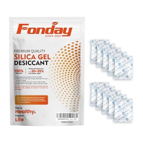 1 Gram 100 Packets Fonday Food Grade Silica Gel Desiccants Packs Moisture Absorbers Dehumidifier Cover