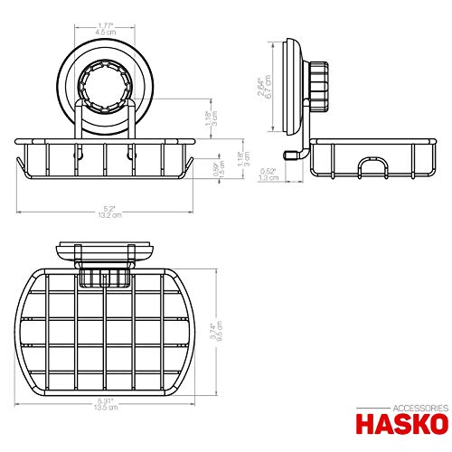 Hasko Accessories Suction Soap Dish With Hooks - Super Powerful Vacuum Suction Cup Shower Soap Holder - Rustproof Stainless Steel Ss304 Soap Basket - Sponge Holder For Bathroom & Kitchen (Black) #TOP6