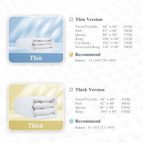 sunflower Down Alternative Oversized King Size Lightweight 100% Cotton Shell Bedding Comforter Blanket for Hot Sleepers 98"x116" with Corner Tabs Soft Breathable Machine Washable