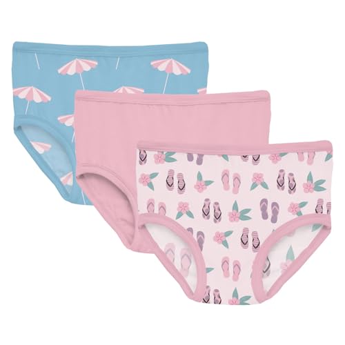 KicKee Girls Underwear, Set of 3, Prints and Solid Colors, Soft Girl Panties, Toddler to Big Kid, All Day Wear