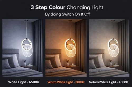 Image of FILLISKA 3 in1 Colour Changing LED Luxurious Hanging /Pendant Light (FrenchGold-MX8111)