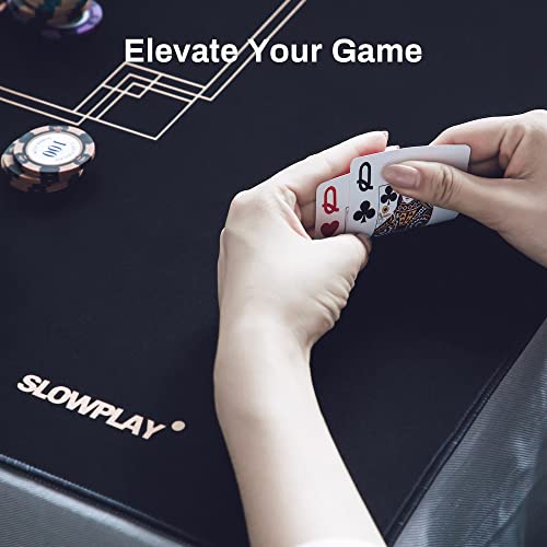 Slowplay Godel Texas Hold'em Poker Mat | Portable Poker Table Top, Black And Champagne Gold, 70 X 35 Inch, Water Repellent, Noise Reduction, And Premium Carrying Bag For Games Everywhere #TOP2