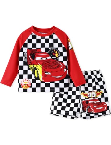 Disney Cars Lightning Mcqueen Boys Swim Set Infant Quick Dry Swimsuit Bathing Suit Red Swimwear Set Summer Rash Guard Shirt & Compression Liner Swim Trunks Baby Boy Clothes UPF 50+ Clothing 3-6 Months