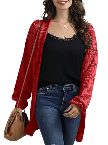 Image of Womens Oversized Chunky Open Front Cardigan Sweaters Cable Knit Long Sleeve Cardigans Outwear Coats
