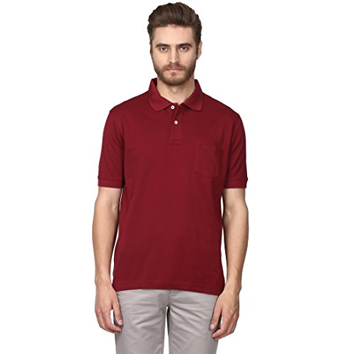 Image of Colorplus Men's Solid Loose Fit Polo (CMKF13528-M8 0XS Dark Maroon)