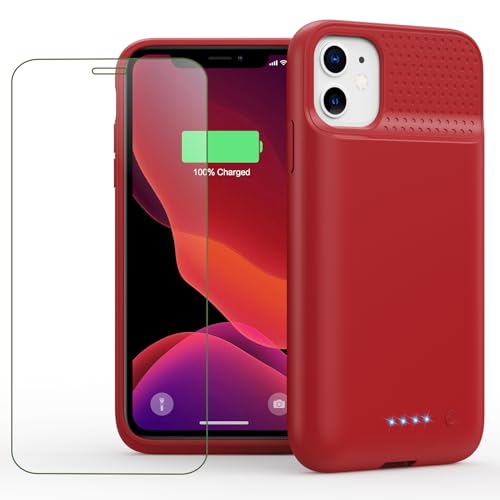 Feob Battery Case for iPhone 11/XR [2026 Upgraded] 7500mAh Slim Portable Smart Charging Case Rechargeable Protective Extended Charging Cover for iPhone 11/XR-Red