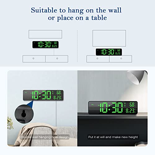 Digital Clock Large Display, Digital Wall Clock With Time, Date, Week, Temperature, Led Digital Alarm Clock For Living Room Office Bedroom, Desk Alarm Clock With Auto/Custom Brightness, Snooze #TOP4
