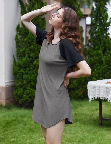 Ekouaer Nightgowns for Women 3 Pack Sleep Shirts Short Sleeve Nightshirt Pullover Nightdress Soft Sleepwear S-XXXL4