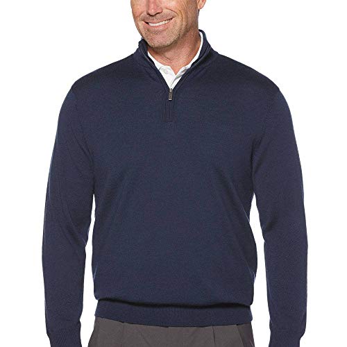 Callaway Weather Series Men'S 1/4 Zip Golf Sweater With Mock Collar, Thermal Merino Wool, Breathable Soft Fabric, Peacoat Navy, Xx-Large