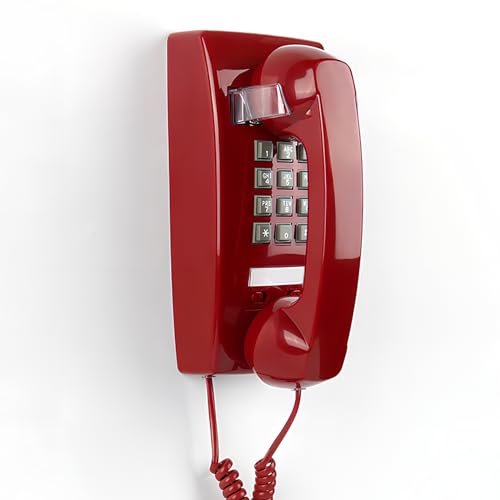 Retro Wall Mount Phone with Loud Mechanical Ringer Vintage Wall Phones for landline with Volume Adjustable Old Fashioned Corded Landline Telephone for Home School Kitchen Office
