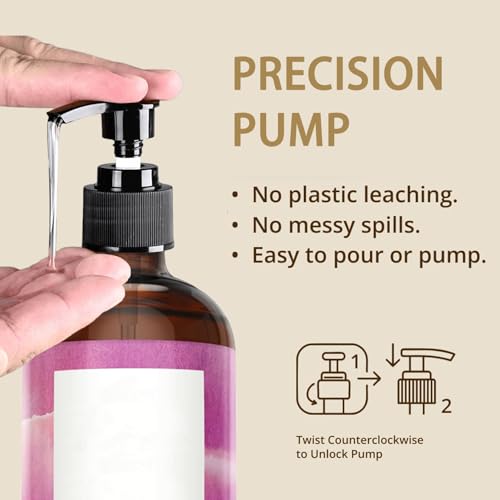 3 Pack Pump Dispenser Compatible with Queen of Thrones & Heritage Castor Oil & Rejuvenaturals, Plastic Pump for 16oz Bottle-1'' Mouth, Queen Dispenser with Empty Mascara Tube (Oil not Included2