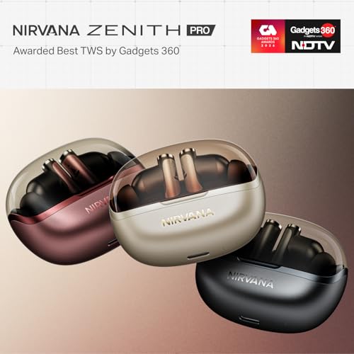 Boat Nirvana Zenith Pro, 50dB Hybrid Adaptive ANC, Spatial Audio, Hi-Res Audio LDAC, 6Mics AI-ENx, 80 Hrs Battery, Bluetooth Earbuds, TWS Ear Buds Wireless Earphones with mic (Platinum Gold) view 2
