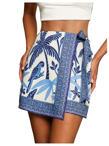 MakeMeChic Women's Summer Boho Wrap Mini Skirt Beach...