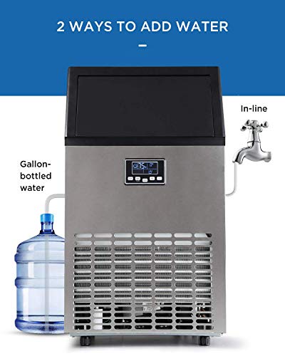 ADT Ice Machine 100LBS/24H Automatic Water inlet Stainless Steel Commercial Ice Maker (100LB-PRO)