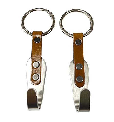 Iq Labs Headrest Hooks For Car | Back Seat Organizer Car Hook Hanger Premium Leather Stainless Steel | 2 Pack Rustic Brown | Car Seat Head Rest Storage Organizer Universal For Handbag Purses #TOP5