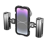 SMALLRIG Kit de Montage Vidéo pour iPhone 14 Pro avec Double Poignée de Contrôle sans Fil, Ensemble de Cage de Téléphone en Aluminium, Kit de Cage Vidéo pour Téléphone Portable Double - 4076