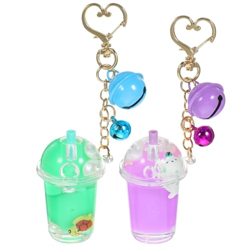 Ipetboom Llavero Creativo de Botella de Leche Acrílico Campana Set 2 Piezas Morado y Verde Claro Accesorio Ligero y Compacto para Bolso Mochila y Obsequio Infantil