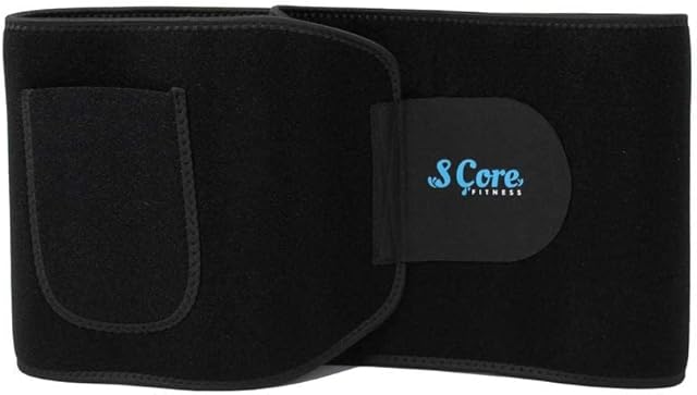 S CORE FITNESS - Premium Sweat Belt, Nano Silver Coating, Waist Trimmer, Reduce temporary water weight, Sauna Effect, Back Support, Abs Toning, Adjustable Belt For Men & Women, Gym Fitness,