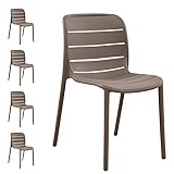 Matériau résistant. Lot de 4 chaises d'extérieur en polypropylène renforcé avec fibre de verre, résistant aux UV pour une longue durée de vie