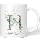 JUNIWORDS Tasse, Heidi-Avalie, Name Anfangsbuchstabe Initial Alphabet Floral Buchstabe H Monogramm Motiv, Weiß (5451630)