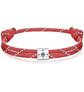 J.Endéar Kompass Nautische Paracord Armband für Herren, Silber 925 Handgefertigtes Seil Unisex Ar...