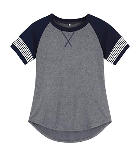 Kantenia Mulheres Contraste de blocos de cores Manga Curta Camisa Básico Neck Redondo Casual Loose T