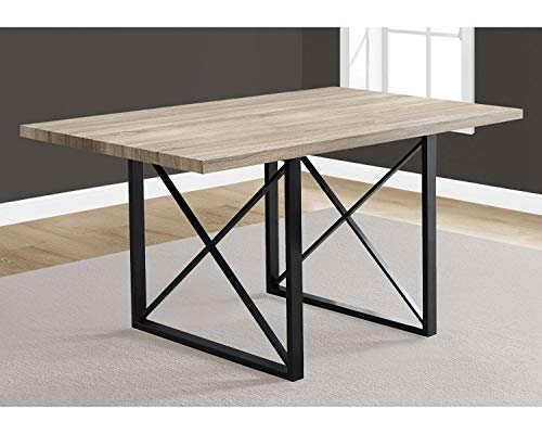 Monarch Specialties I Dining Table - 36"X 60" / Dark Taupe/Black Metal, #TOP3