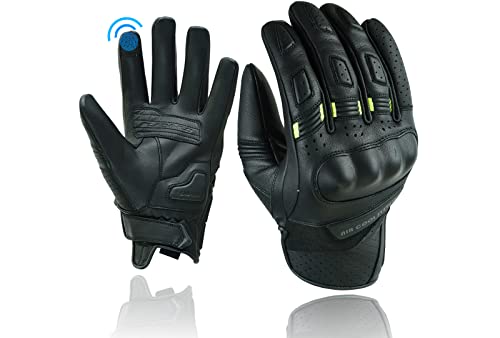 Guantes de moto de piel de cabra Blackwild para mujer, transpirables, para pantalla táctil con tobillos duros, antideslizantes, para moto, bicicleta de montaña, motocross, senderismo (amarillo, DS) Cover