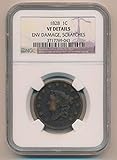1828 P Coronet Cent VF Details NGC
