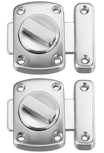 Litensh 2PCS Türriegel Diebstahlsicherung Latch Edelstahl Gebürstet Türschloss Türverriegelung Türverriegelung Haustür Türriegel Diebstahlsicherung Schieberiegel für Badezimmertür Schranktür, Silber