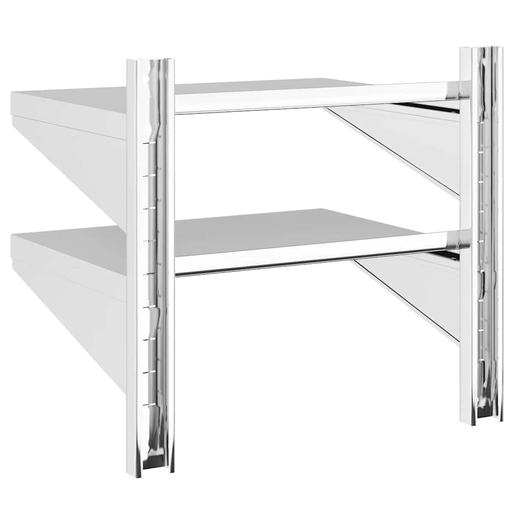 2 estantes de pared 50 x 40 x 48 cm plata acero inoxidable 0,6 mm con borde y soportes, moderno estante de pared para cocina, baño, salón para ahorrar espacio