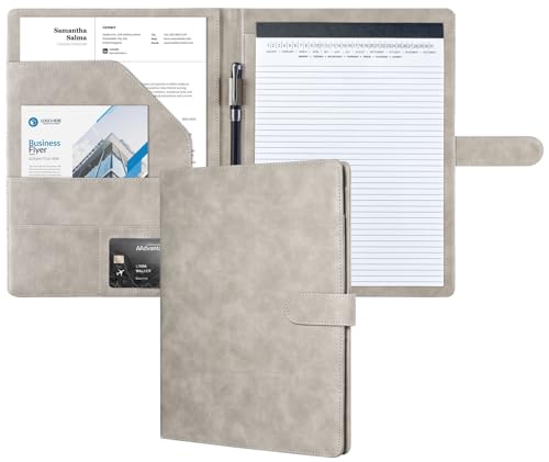 Image of Mymazn Padfolio, Portfolio Folder, Legal Pad Holder, Letter-Size Notepad | Faux Leather Binder, Document Organizer, Business Card Holder for Professional Resume & Interview, Men & Women