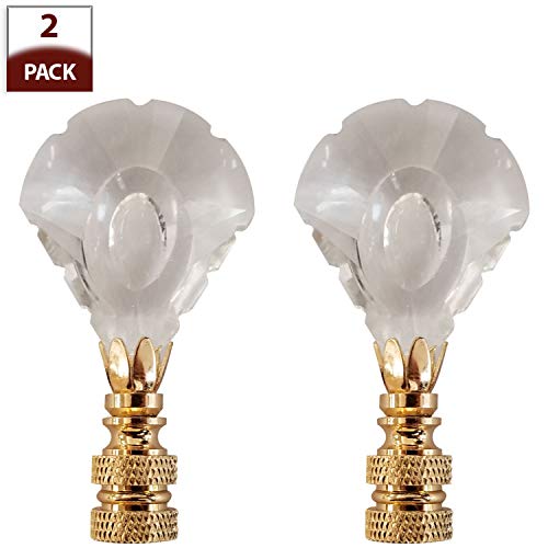 Image of Royal Designs Arrowhead Center Cut Design Lamp Finial, Clear Faceted Crystal, Polished Brass Base, Set of 2