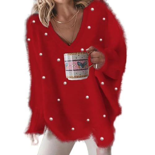 TIAFORD-Womens-Fuzzy-Pearl-Embellished-Oversized-Pullover-Sweater-Fall-Winter-Trendy-Casual-V-Neck-Long-Sleeve-Top
